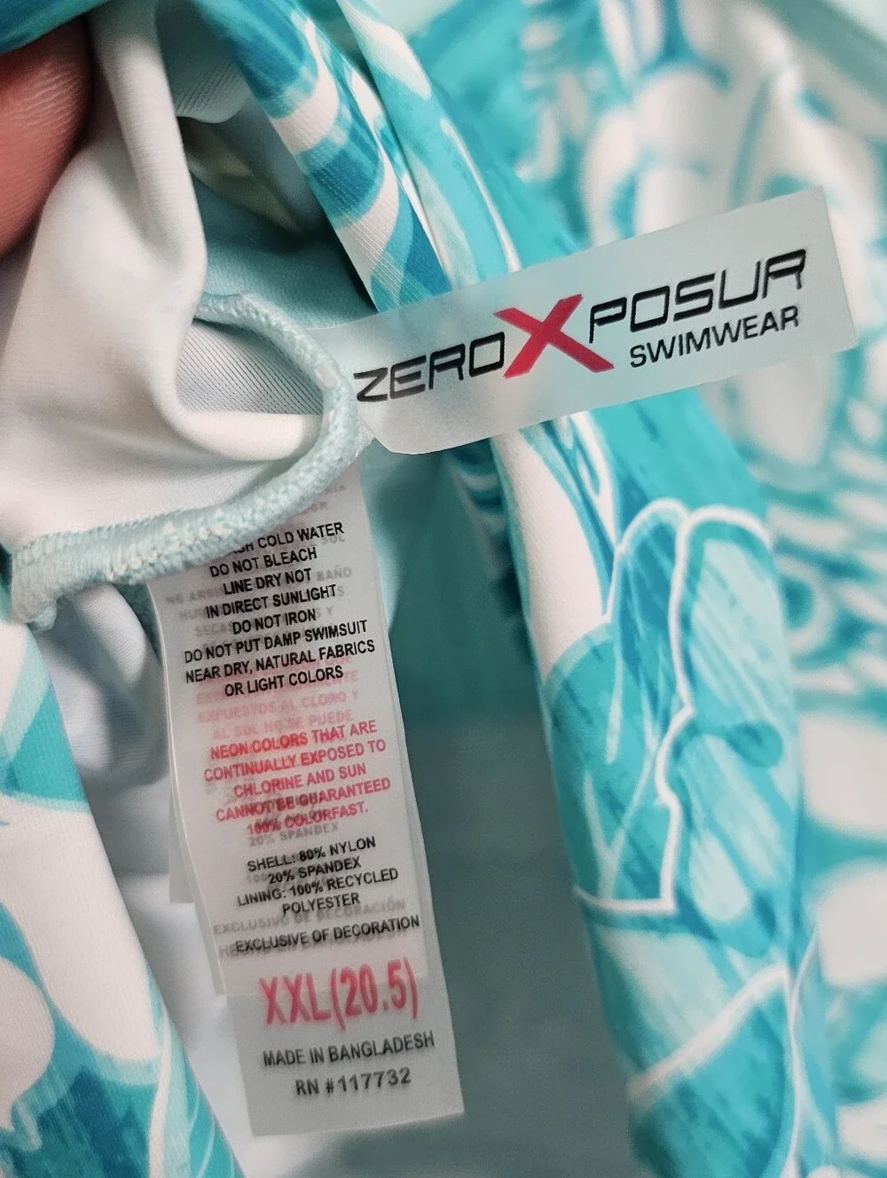 ZeroXposur Girls Plus XXL turquoise aqua tropical halter lace racerback swim top